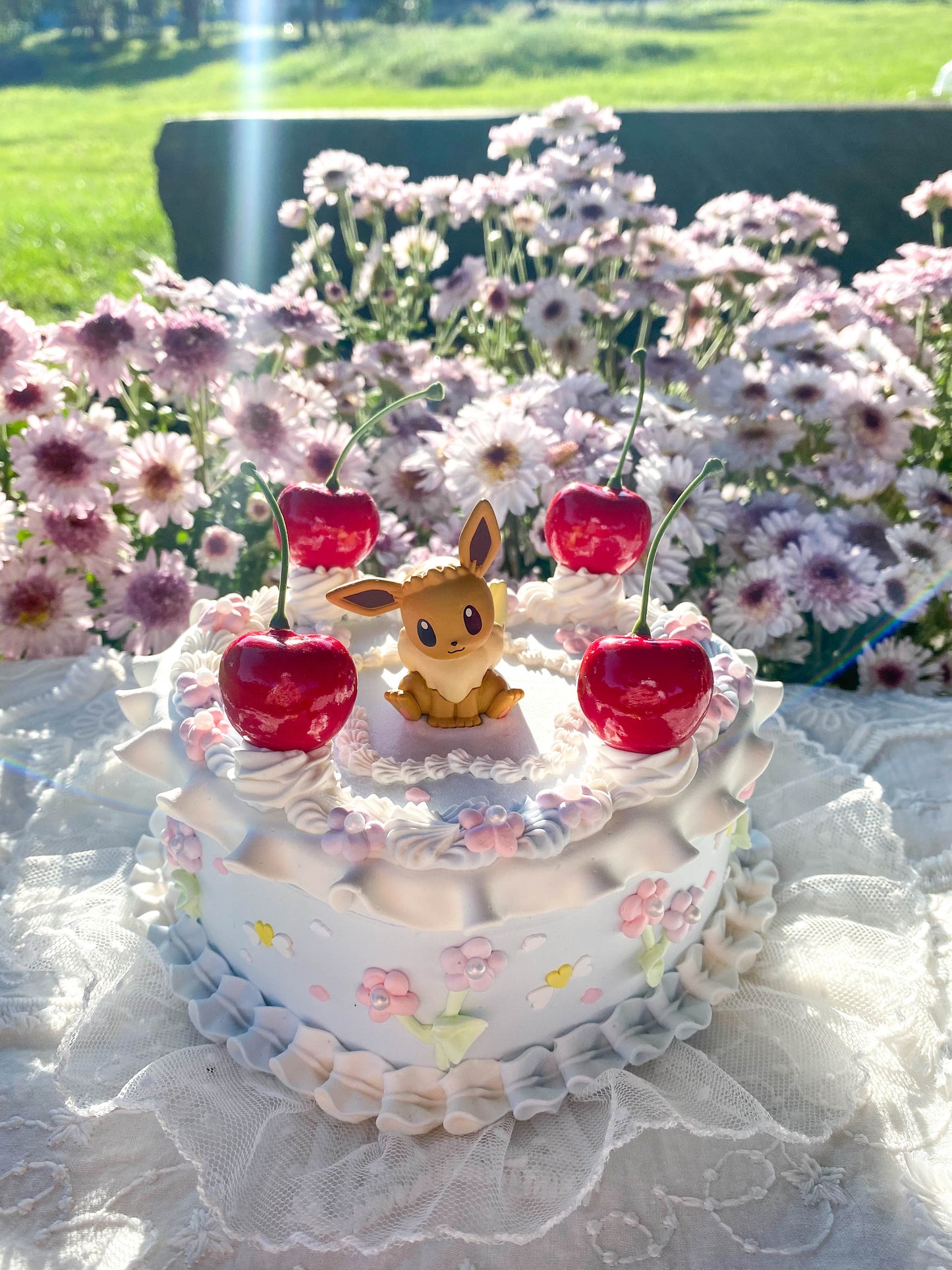 Eevee in the Flower Field - Pokemon